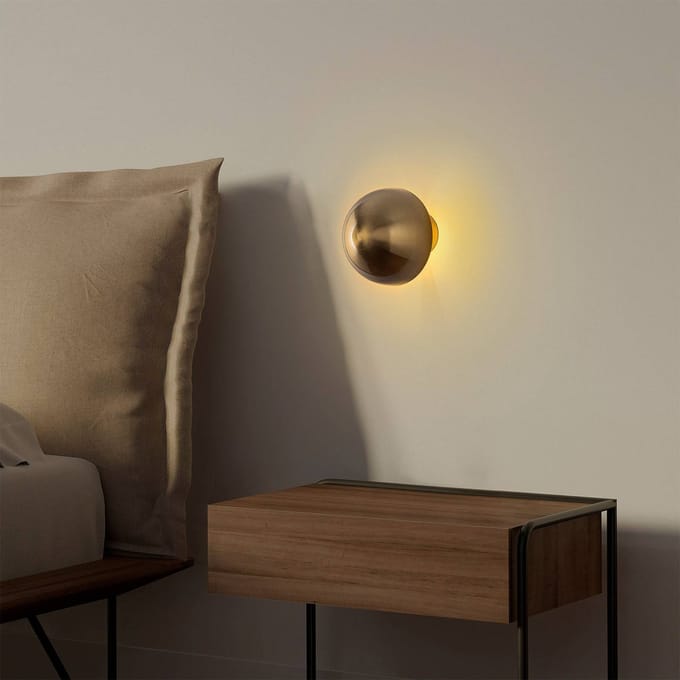 Asir - Wandlamp - Goud, 16 x 16 x 16 cm, Metalen behuizing