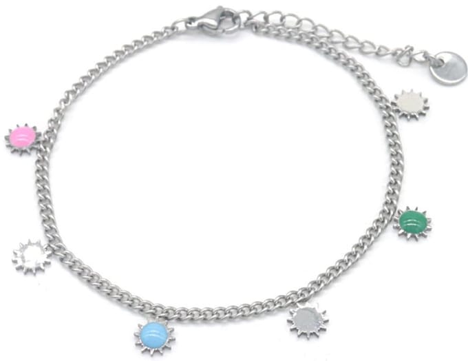 Armband Dames - Zon - RVS - Lengte 17-21 cm - Zilverkleurig