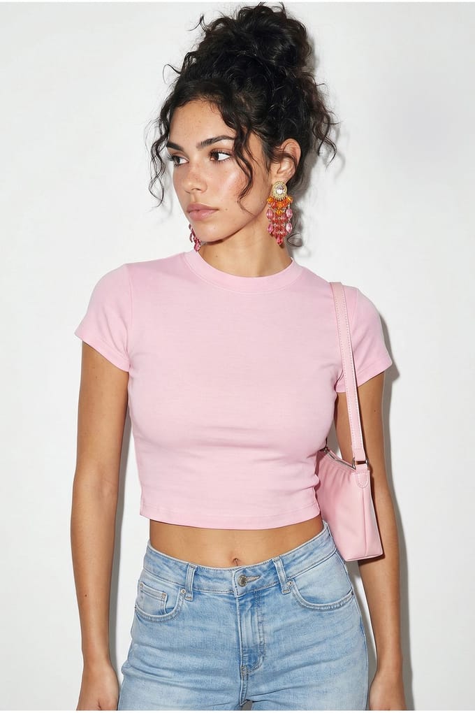 Dames Slim Fit Katoen Lycra Crop Top