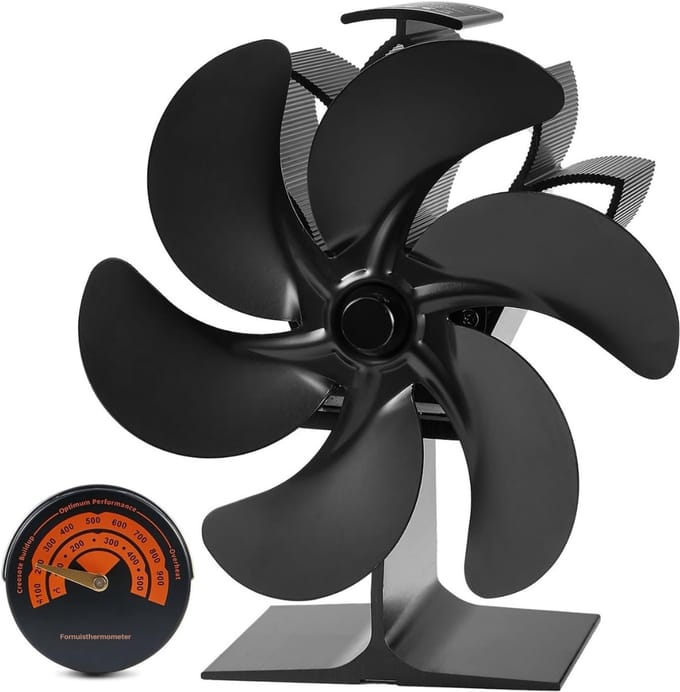 TopChoice® Kachelventilator - Haard ventilator - Ecofan - 34x15x26cm - Zwart