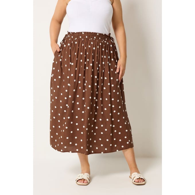 Yours Bruine Rok Met Stippen Size 50-52