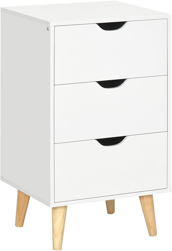 HOMCOM Nachtkastje - Spaanplaat - 40x35x68,5cm - Wit