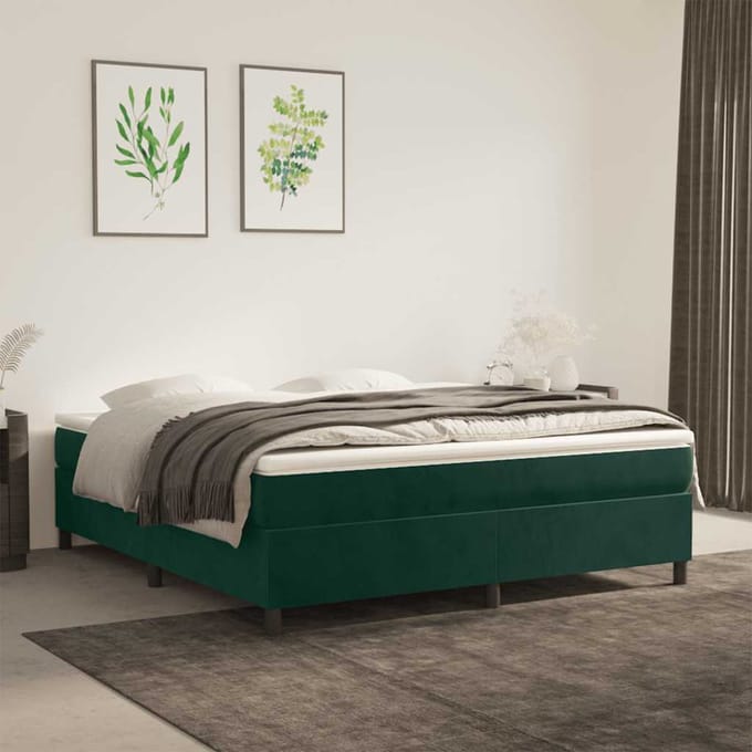 vidaXL - Boxspring - bed - 160x200 - cm - fluweel - donkergroen