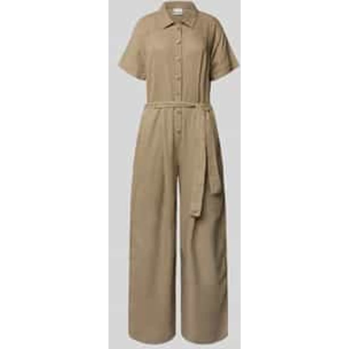 Jumpsuit van linnenmix met strikceintuur model 'LINNO'
