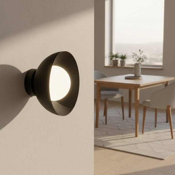 EMIBIG LIGHTING wandlamp Bibi K1, zwart, staal/glas, Ø 18 cm