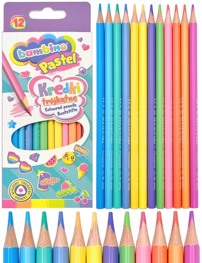Bambino Pastel Kleurpotloden Driehoekig 12 Kleuren