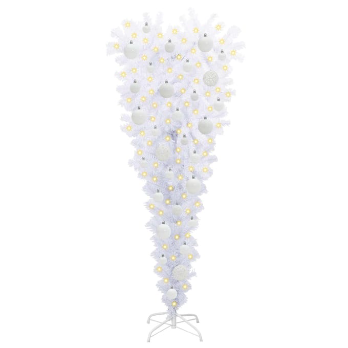 vidaXL - Kunstkerstboom - met - 150 - LED - Wit - 120 - cm - PVC - en - Staal