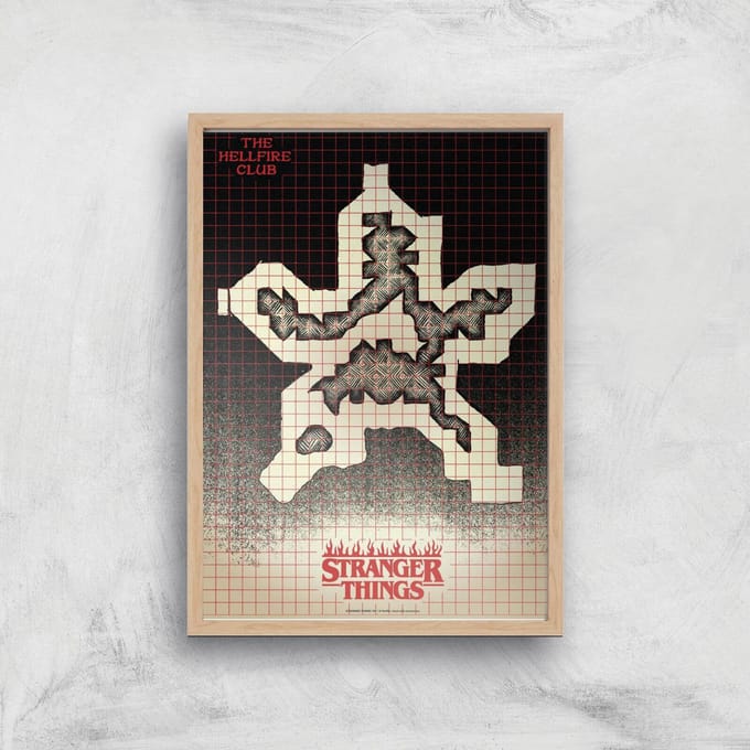 Stranger Things Map Giclee Art Print - A4 - Wooden Frame