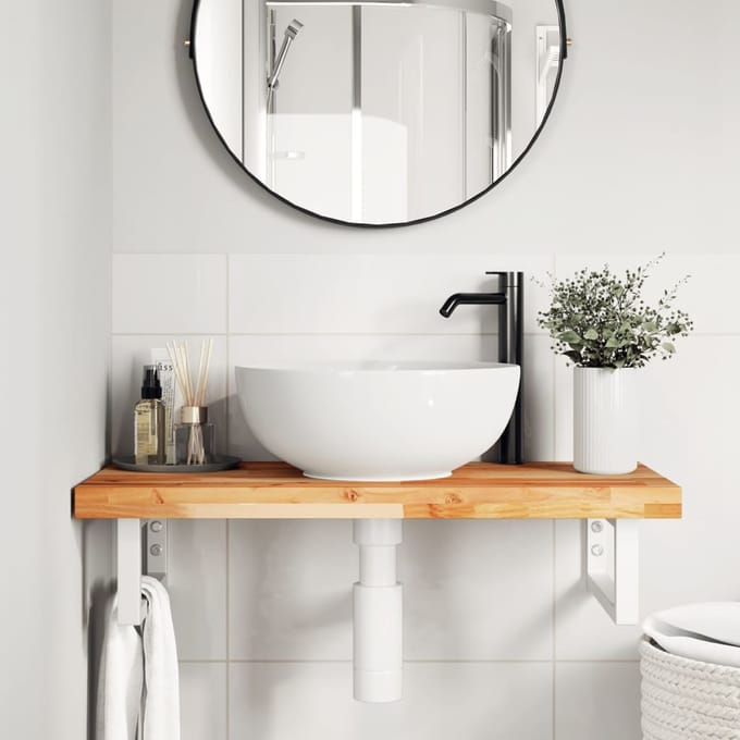 vidaXL - Badkamer - wandschap - staal - en - massief - acaciahout