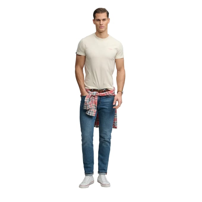 Superdry - Essential Gestapeld Logo Geborduurde T-shirt - Heren - T-shirts