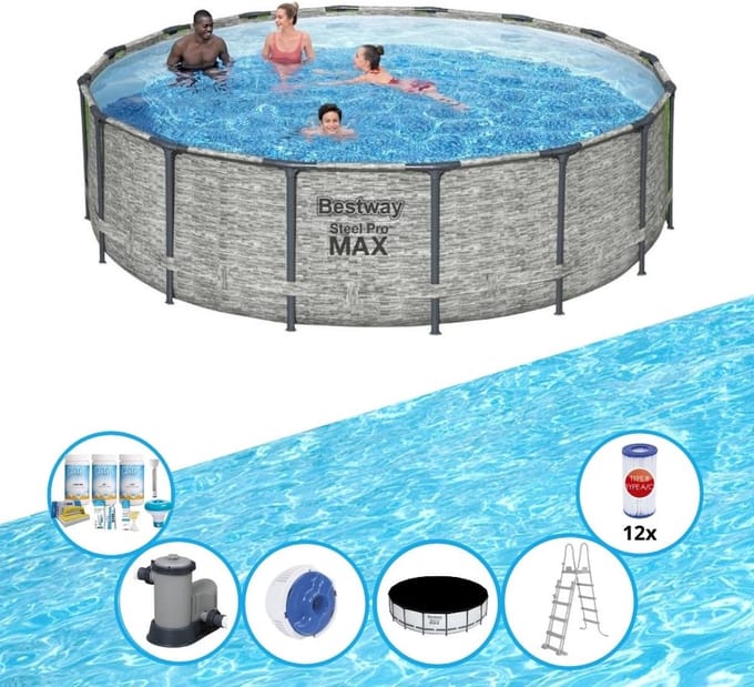 Bestway - Zwembad Steel Pro MAX - Zwembad Bundel - 488x122 cm