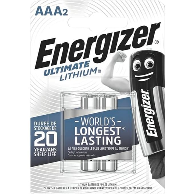 Energizer Ultimate FR03 AAA batterij (potlood) Lithium 1250 mAh 1.5 V 2 stuk(s)