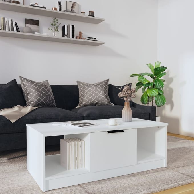 vidaXL - Salontafel - 102x50x36 - cm - bewerkt - hout - wit