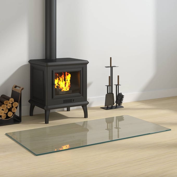 vidaXL Vuurplaats Glazen Plaat Transparant 100 x 50 cm Glas
