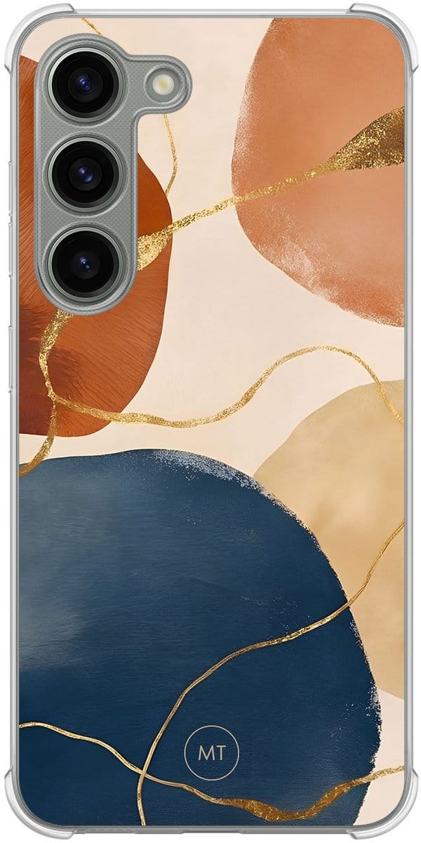 Hoesje (shockproof) geschikt voor Samsung Galaxy S23 - Abstract harmony - Extra sterke case - TPU/polycarbonaat - Print - Multi, Transparant