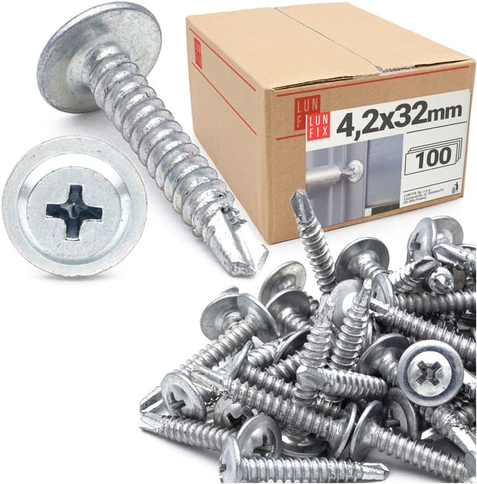 LUN FIX - Bohrschrauben 4,2 x 32 mm - 100 stuks - Zelfborende - Metaal schroeven