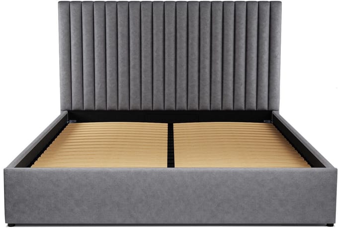 Vente-unique Bed met opbergruimte stof grijs 160 x 200 cm
