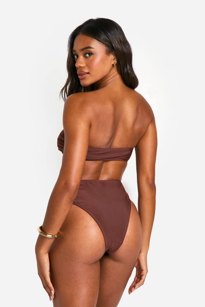 boohoo Dames Mix & Match Hoge Taille Bikini Slip | Bruin | Maat: 36