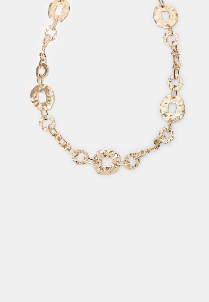 Stradivarius Riem met studs en gehamerde ringen  Goud M