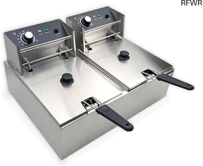 RFWR® Professionele Dubbele Friteuse - 2 x 6 Liter Roestvrij Staal - Handige Temperatuur Indicator