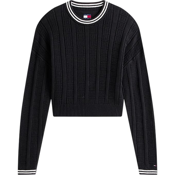 Tommy Hilfiger Boxy Flag Cable Sweater Black Maat: M | Sweaters Outlet | Dames | Zwart