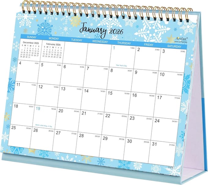 Staande Bureaukalender 2025 - Jaarplanner Januari t/m December - Groot Formaat 24,8 x 21,1 cm