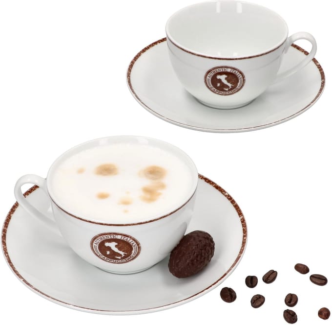 Set van 2 authentieke Italiaanse cappuccino kop en schotel - 412888