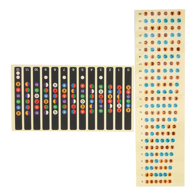 2 Pièces Autocollant Note de Guitare Étiquette d'Identification d'Échelle de Touche Décalcomanie Musicale pour Débutant(Coloré beige