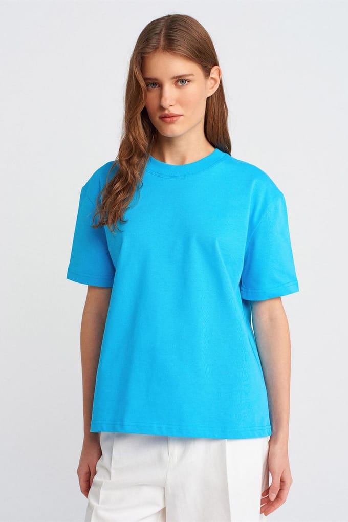 Dames Katoenen Crew Neck T-Shirt
