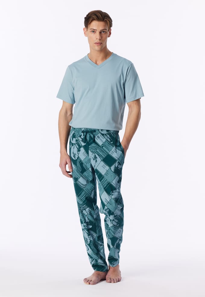 Langere broek met print in diepzeegroen - Mix+ Relax 48