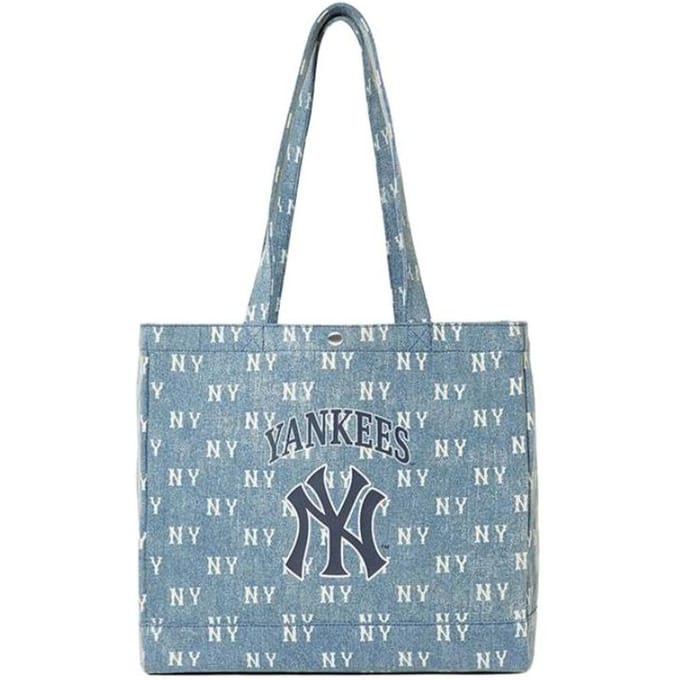 MLB Logo All Over Print Tote Bag Unisex Tote Bags Indigo 3AORV035N Basic Set (Bag) gray