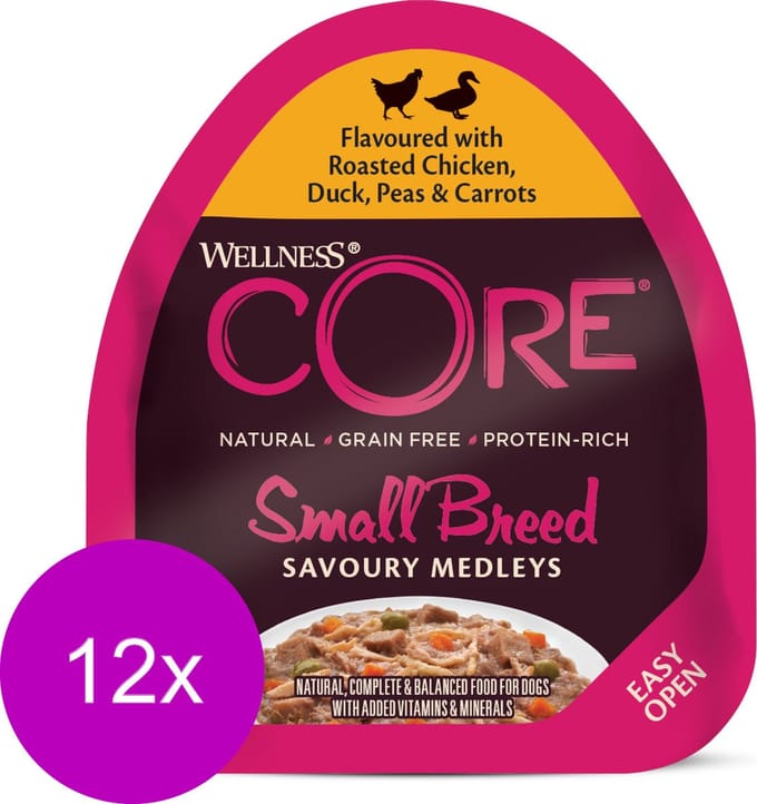 Wellness Core Small Breed Savoury Medleys 85 g - Hondenvoer - 12 x Kip&Eend