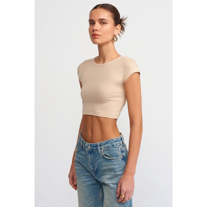 Slim Fit Crop Jersey Blouse