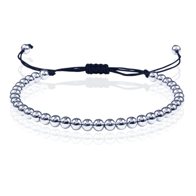 Macrame Armband Dames - 5mm Zilveren Kralen