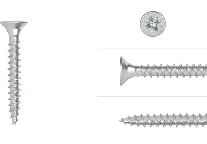 Wovar Spaanplaatschroeven Verzinkt 4,5 x 40 mm Pozidrive Voldraad | Doos 200 Stuks