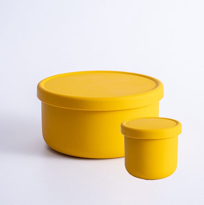 trus. - set van 2 siliconen bakjes - to go lunchbox - geel - vershoudbakjes - anti lek