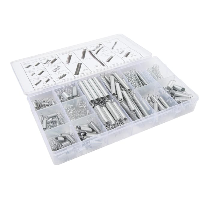 Kit de 200 pièces de ressorts de compression et d'extension 20 styles Acier zingué pour réparation automobile Projet DIY white
