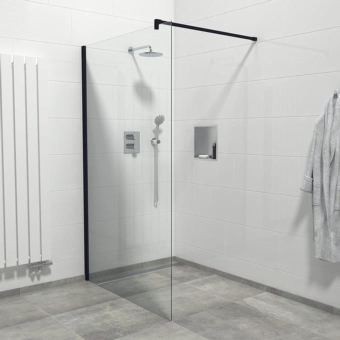 FugaFlow Eccelente Vetro Inloopdouche - 60x200cm - helder glas - mat zwart