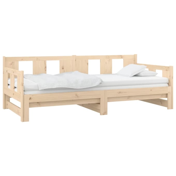 vidaXL - Slaapbank - uitschuifbaar - massief - grenenhout - 90x190 - cm