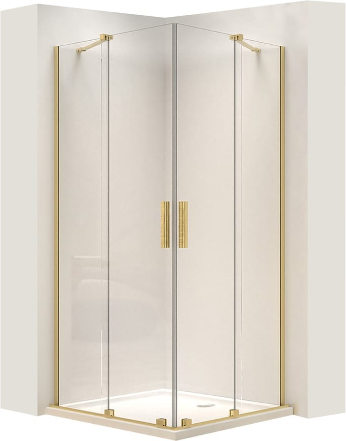 Rea Montana Brush Gold 90X90 - 200 cm - Douchecabine - Vierkant - Geborsteld Goud