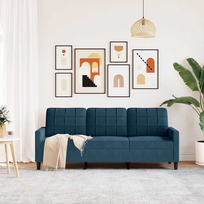 vidaXL - Driezitsbank - 180 - cm - fluweel - blauw