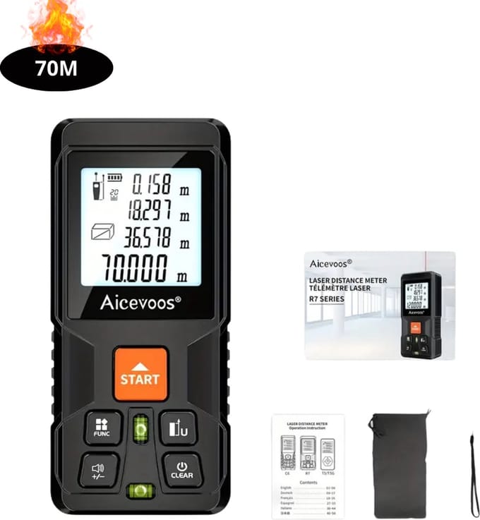 Nivard Laserafstandsmeter - Laser - Afstandsmeter - Afstandmeter - Rangefinder - Digitale Meetlint - Precisiegereedschap - 70 Meter