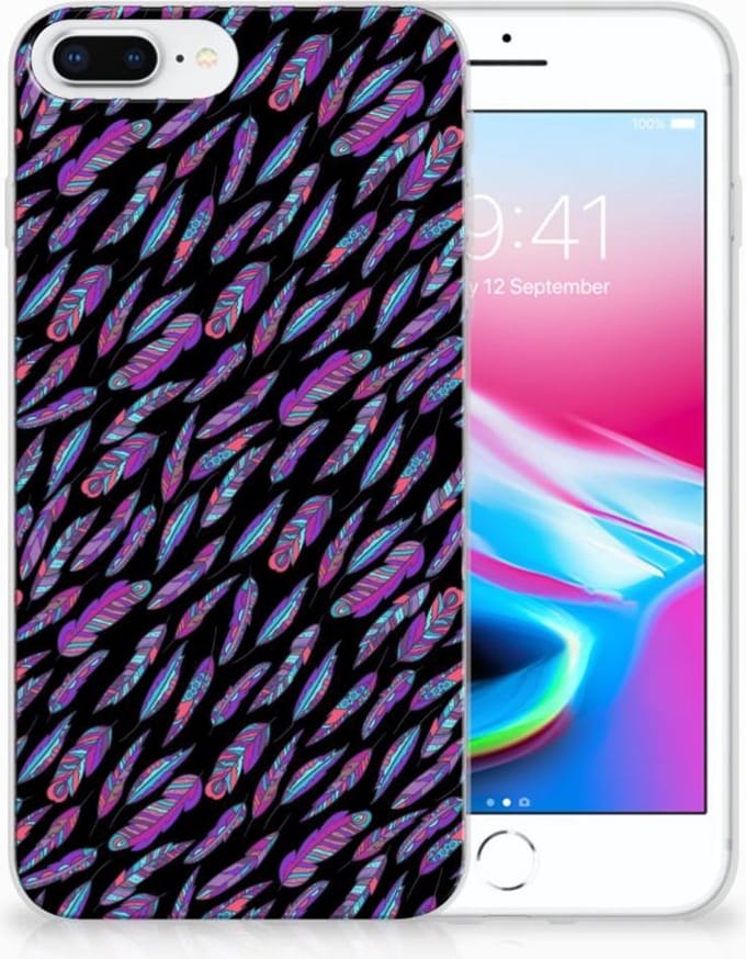 Back Cover voor Apple iPhone 7 Plus | 8 Plus TPU bumper Feathers Color