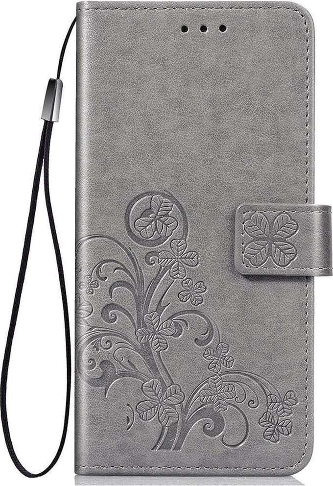 Shop4 - Nokia 3.2 Hoesje - Wallet Case Bloemen Patroon Grijs