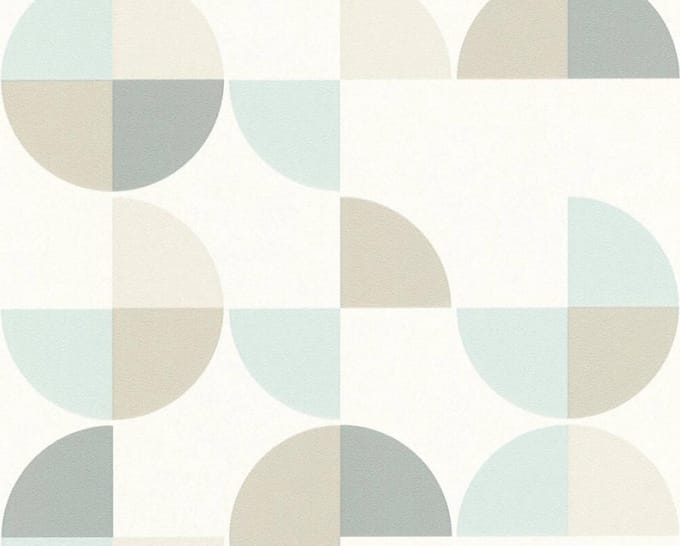 MODERNE CIRKELS BEHANG - Beige Blauw Grijs - AS Creation Spot 4