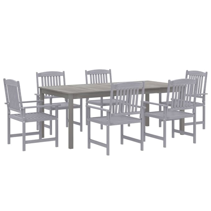 vidaXL - 7-delige - Tuinset - massief - acaciahout - grijs
