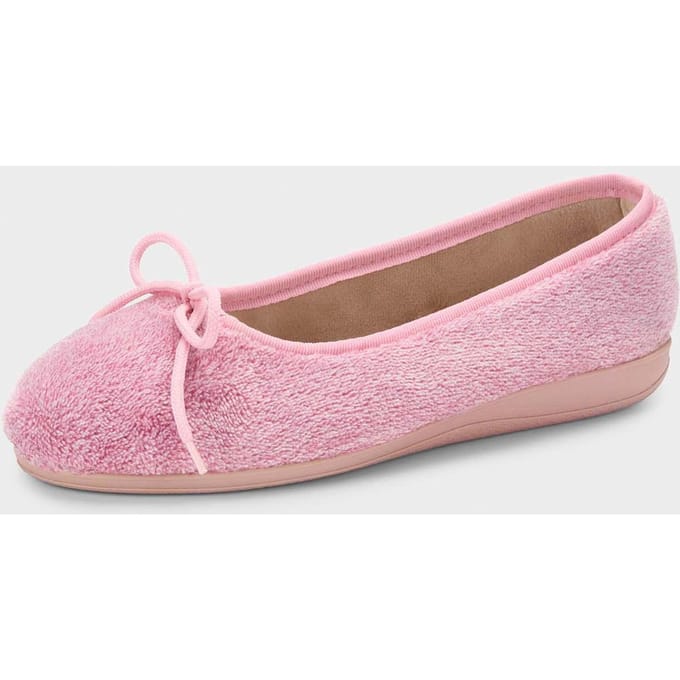 Ballerinapantoffels met strik - rosé - Gr. 37 van Goldner Fashion