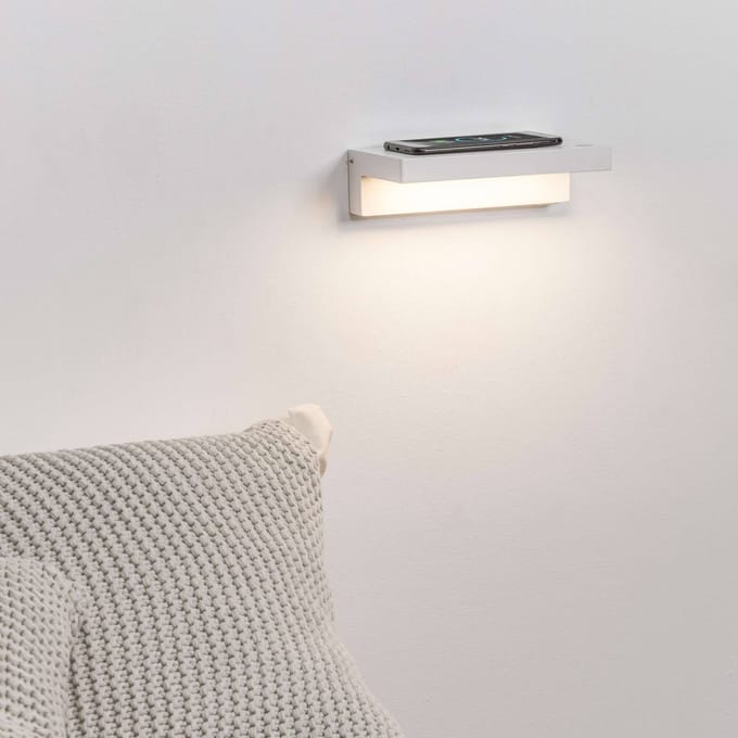 FARO BARCELONA LED wandlamp Well, USB+Wireless Charger, wit
