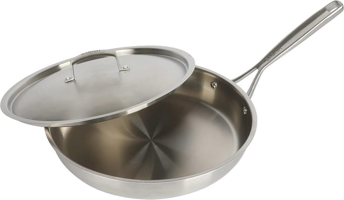12 Inch RVS Triply Professionele Grade Koekenpan met Deksel