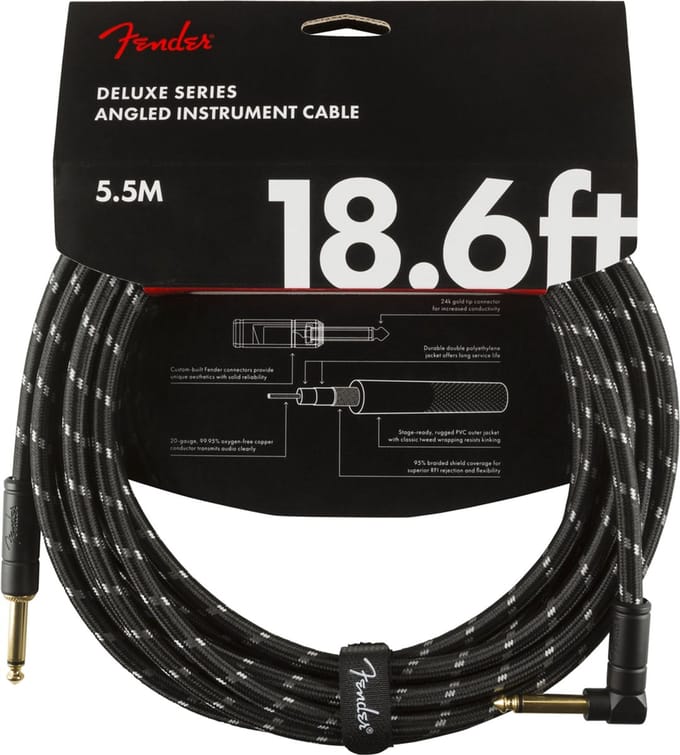 Fender Deluxe Series Instrument Cable S>A 5.5m (Black Tweed) - Instrumentenkabel